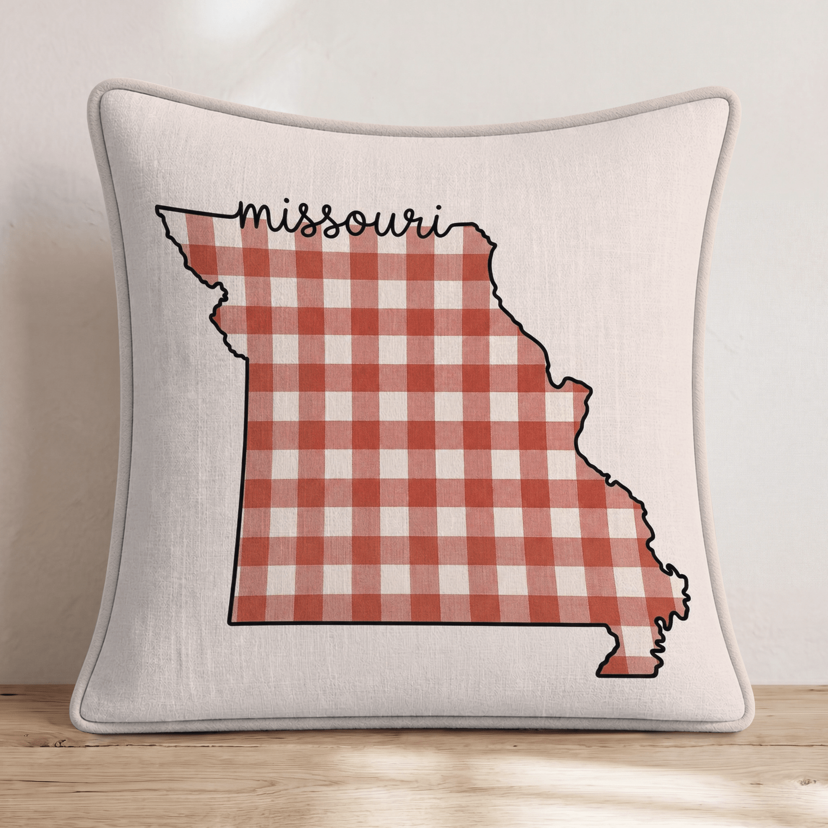 Red Plaid Missouri Throw Pillow - Hillcroft Home