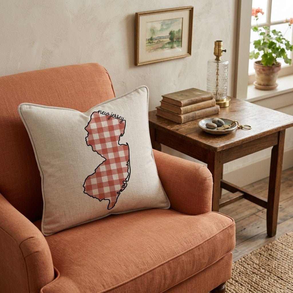 Red Plaid New Jersey Throw Pillow - Hillcroft Home