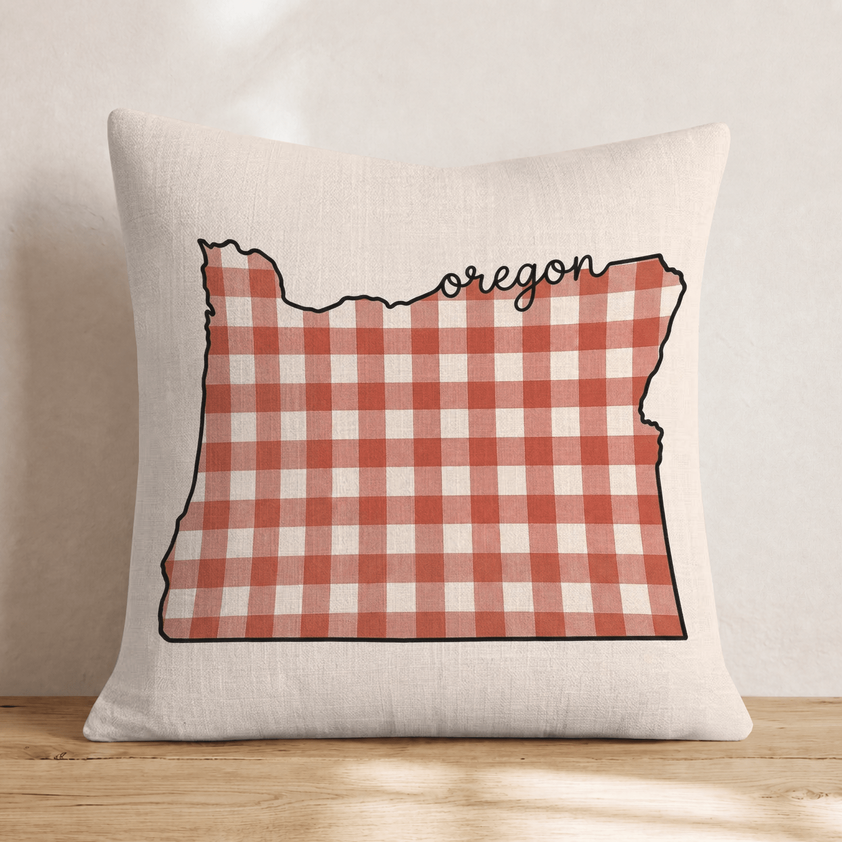 Red Plaid Oregon Throw Pillow - Hillcroft Home