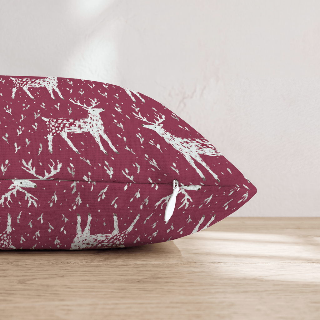 Red Reindeer Pattern Throw Pillow - Hillcroft Home