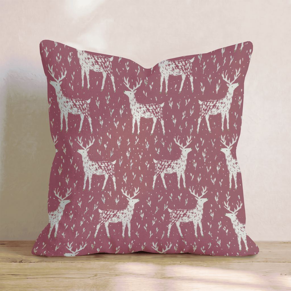 Red Reindeer Pattern Throw Pillow - Hillcroft Home