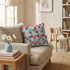 Red Sky Pixel Check Throw Pillow - Hillcroft Home