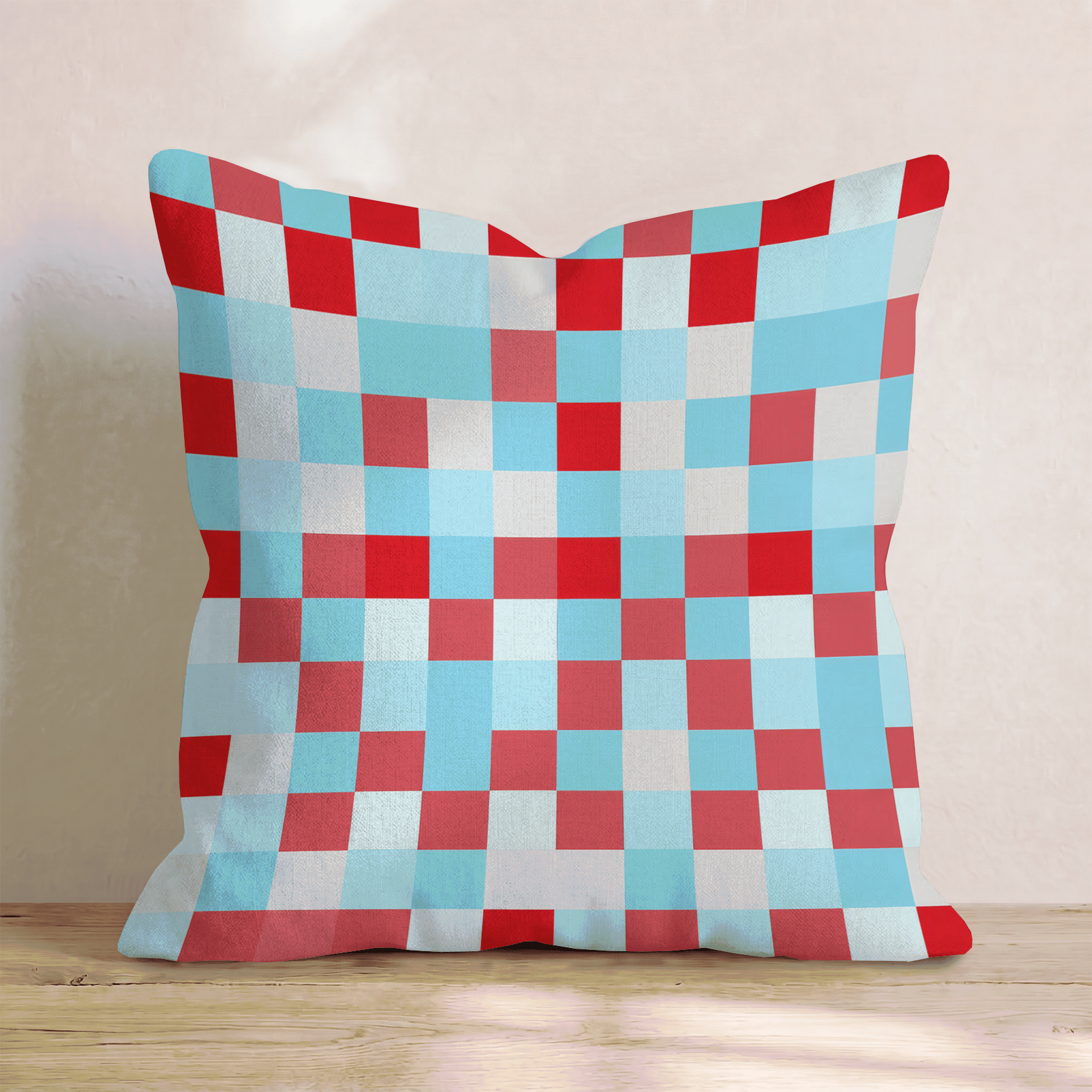 Red Sky Pixel Check Throw Pillow - Hillcroft Home