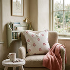 Red Stamps Throw Pillow - Hillcroft Home