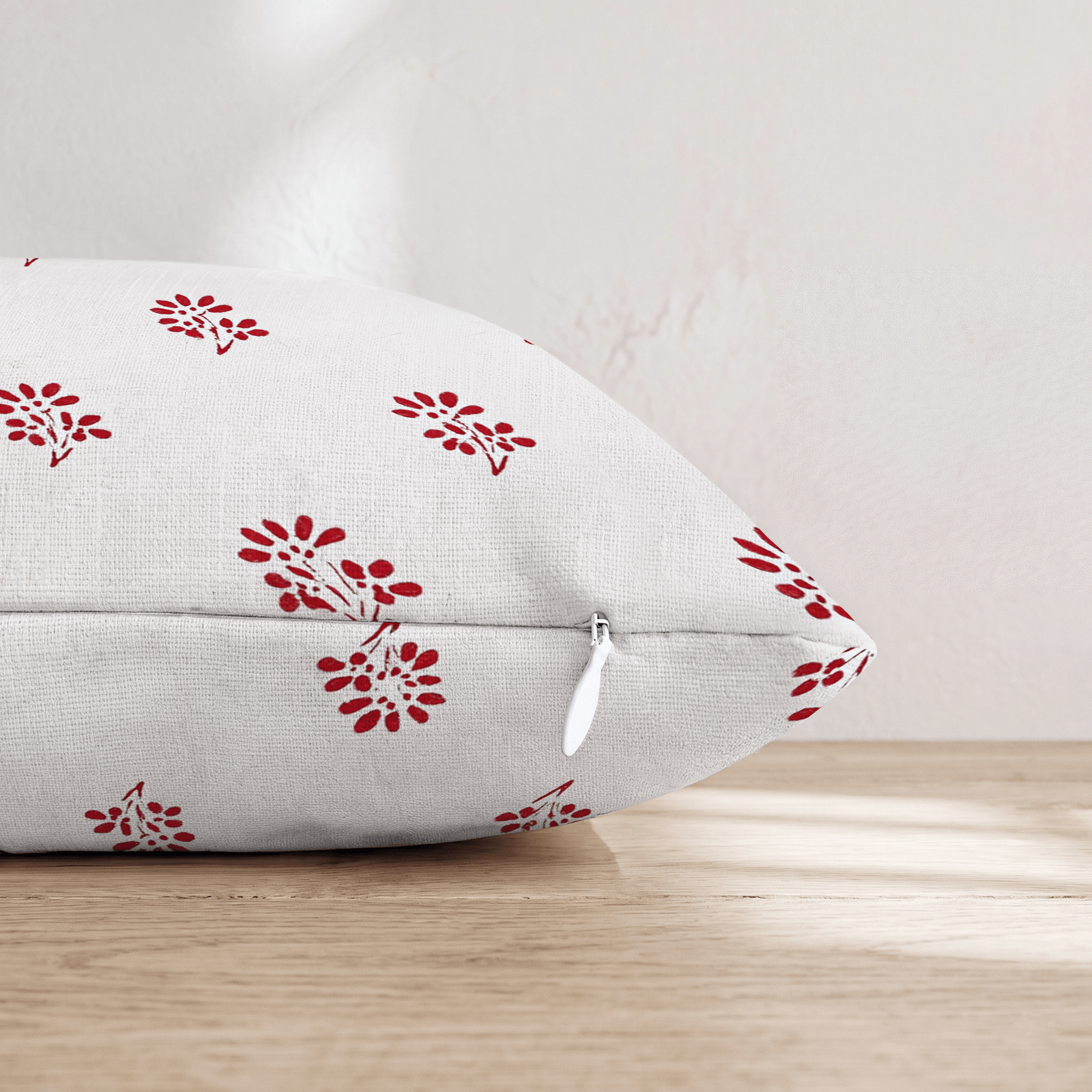 Red Stamps Throw Pillow - Hillcroft Home