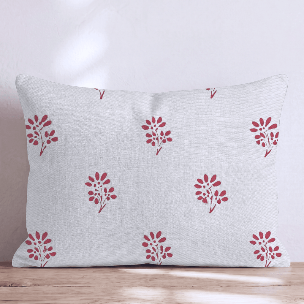 Red Stamps Throw Pillow - Hillcroft Home