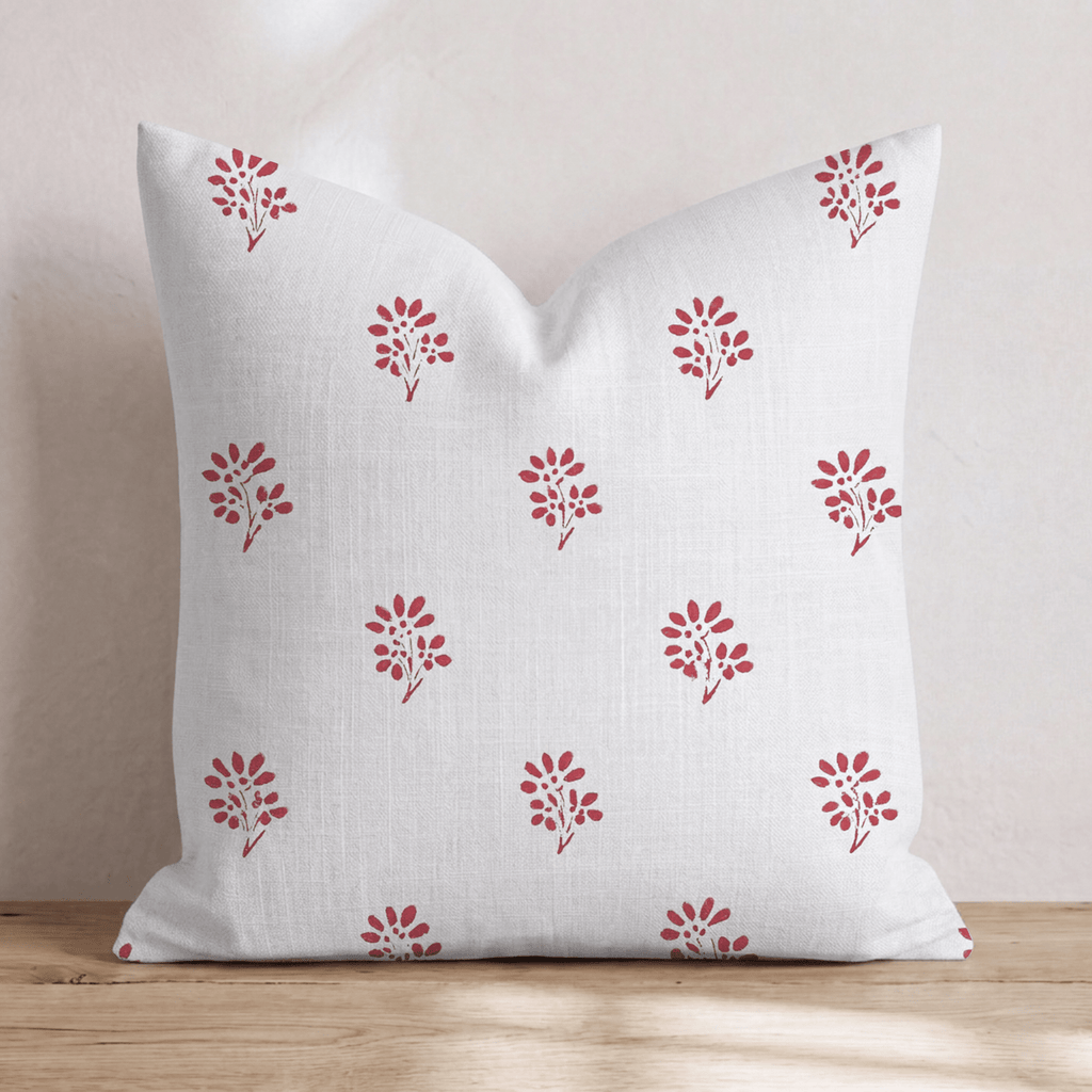 Red Stamps Throw Pillow - Hillcroft Home