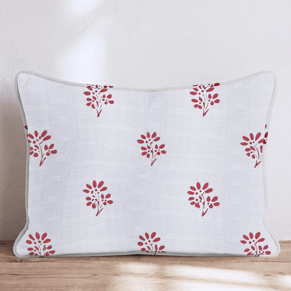 Red Stamps Throw Pillow - Hillcroft Home