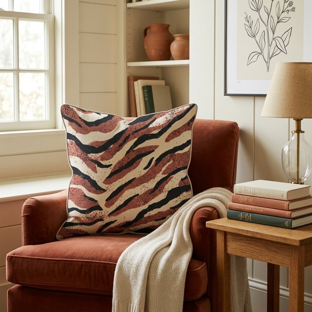 Red Tiger Grunge Throw Pillow - Hillcroft Home