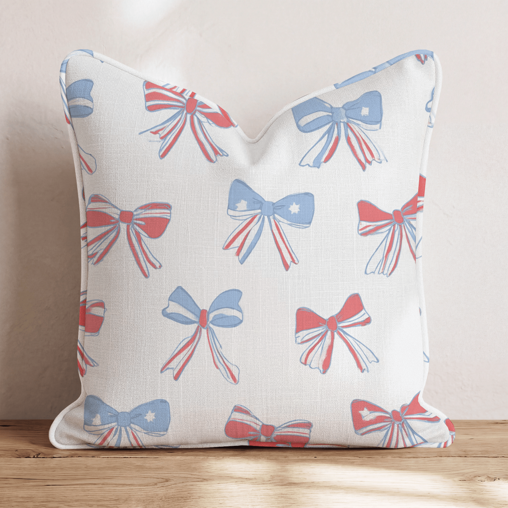 Red White and Blue Bows Throw Pillow - Hillcroft Home