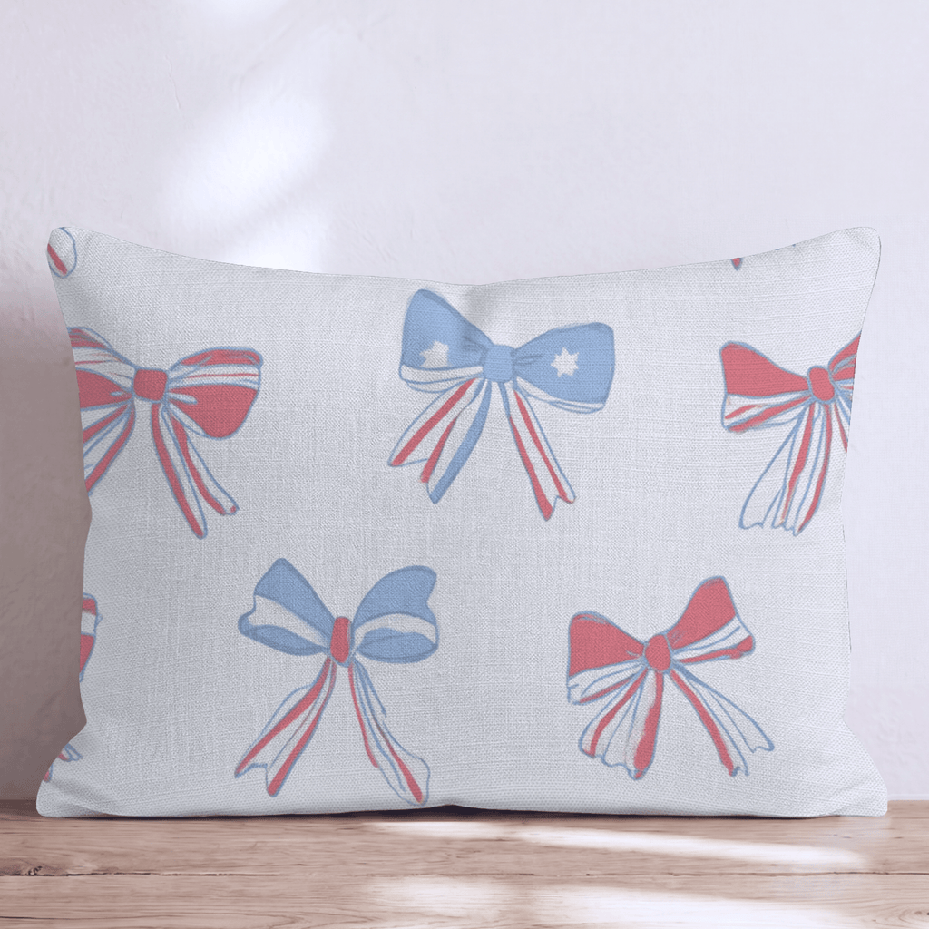 Red White and Blue Bows Throw Pillow - Hillcroft Home