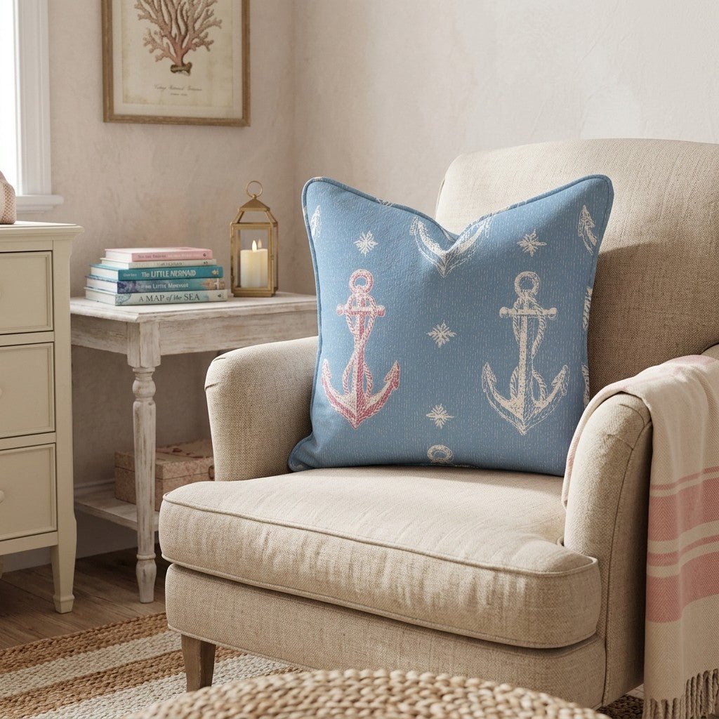 Red, White, And Nautical Throw Pillow - Hillcroft Home