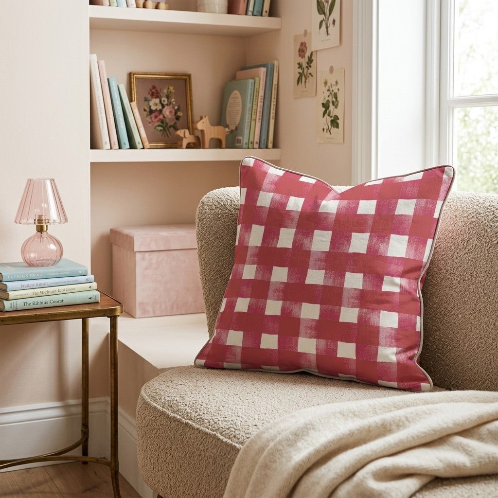 Red & White Buffalo Throw Pillow - Hillcroft Home