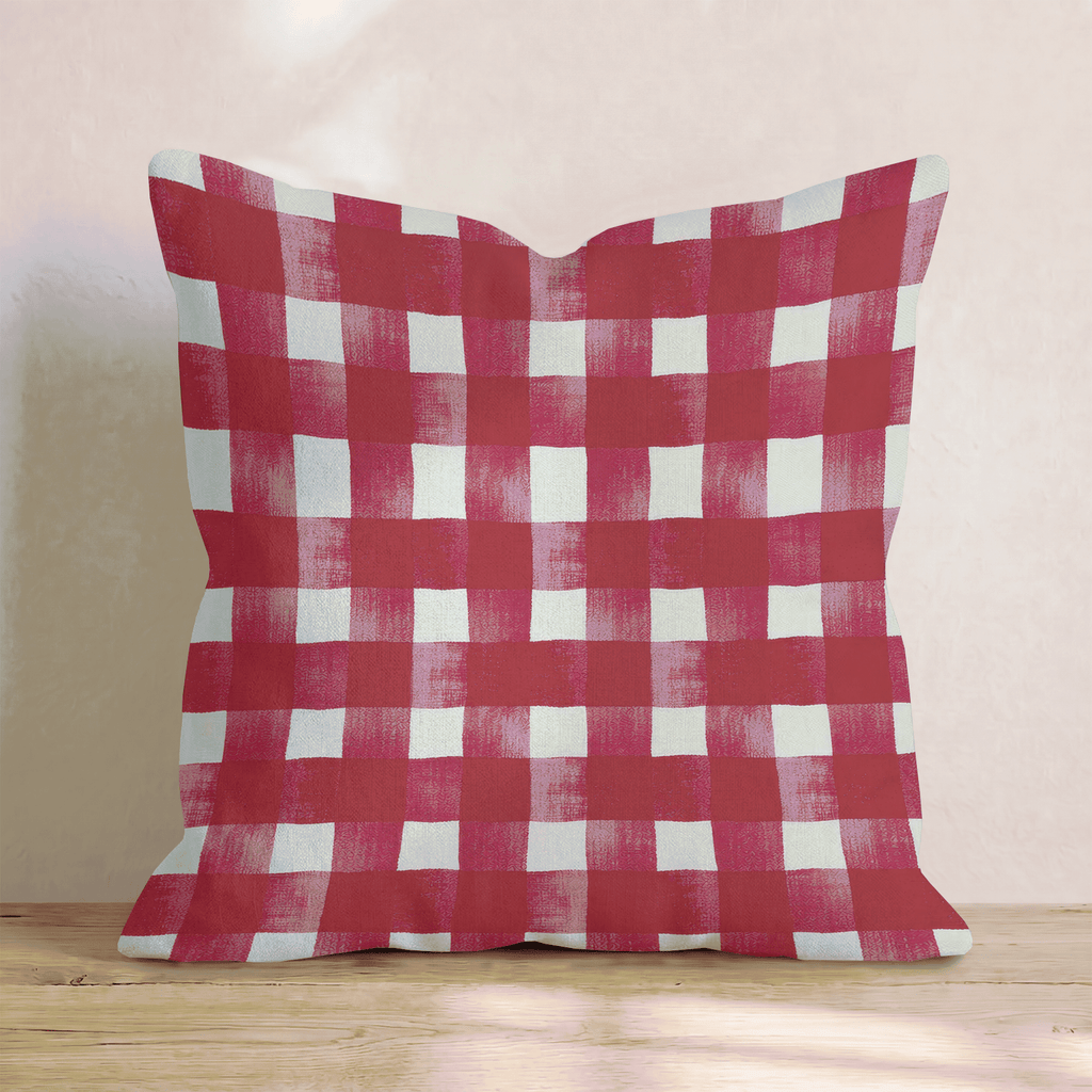 Red & White Buffalo Throw Pillow - Hillcroft Home