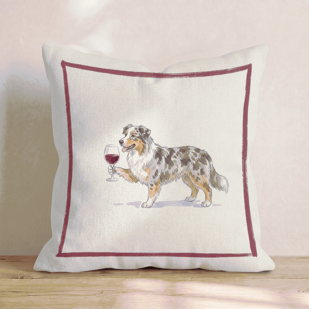 Red Wine Australian Shepherd Throw Pillow - Hillcroft Home