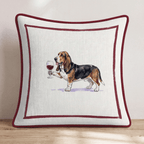 Red Wine Basset Hound Throw Pillow - Hillcroft Home