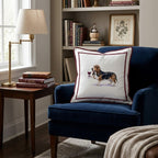 Red Wine Basset Hound Throw Pillow - Hillcroft Home