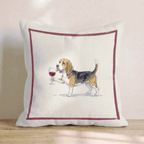 Red Wine Beagle Throw Pillow - Hillcroft Home