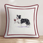 Red Wine Border Collie Throw Pillow - Hillcroft Home
