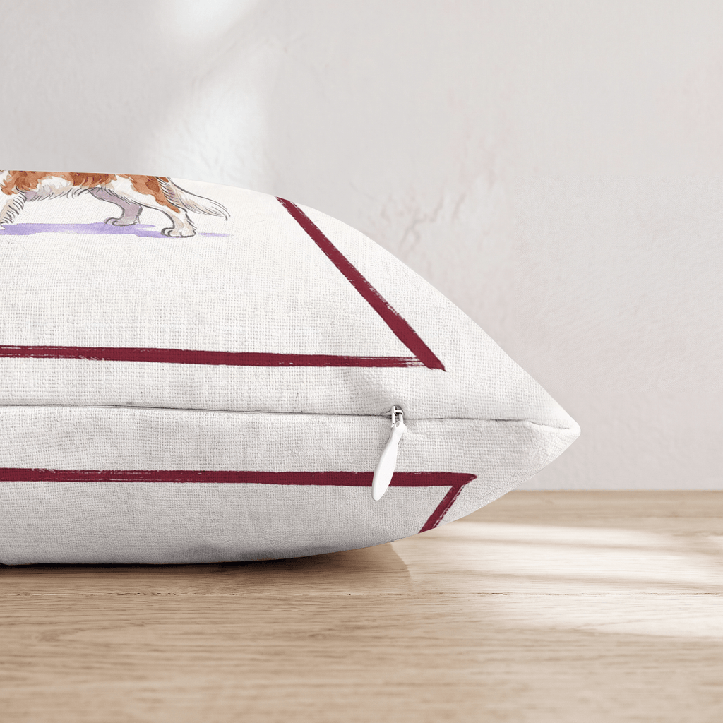 Red Wine Cavalier King Charles Spaniel Throw Pillow - Hillcroft Home