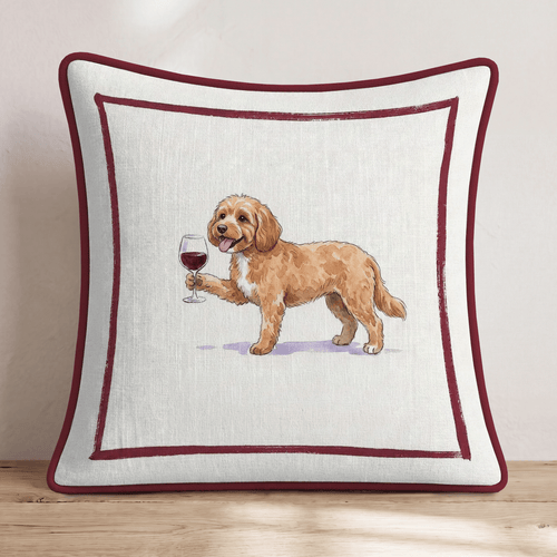Red Wine Cavapoo Throw Pillow - Hillcroft Home