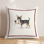 Red Wine Chihuahua Throw Pillow - Hillcroft Home