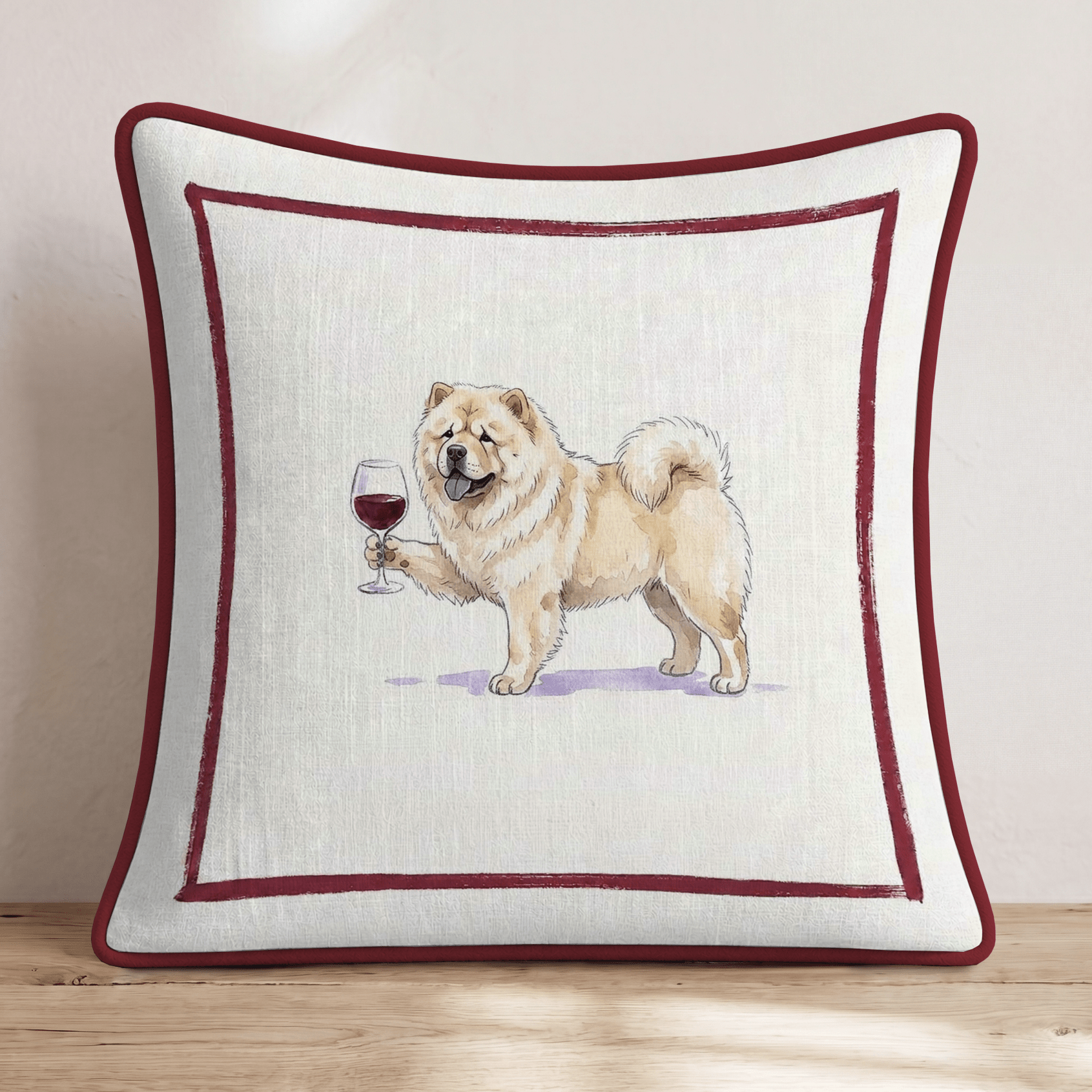 Red Wine Chow Throw Pillow - Hillcroft Home