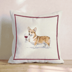 Red Wine Corgi Throw Pillow - Hillcroft Home