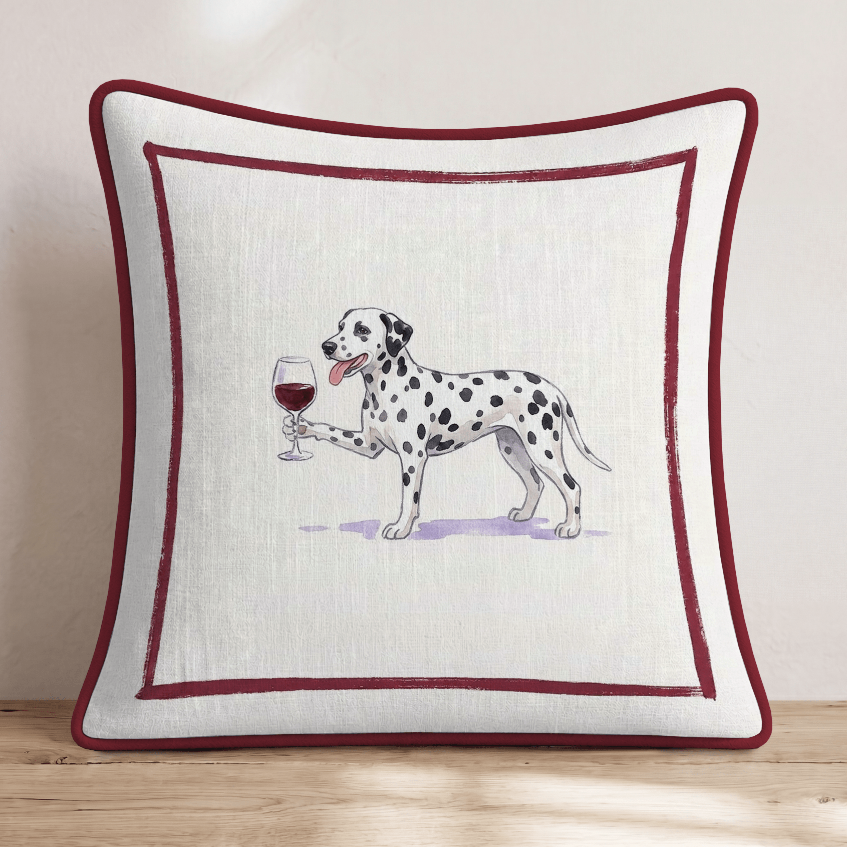 Red Wine Dalmation Throw Pillow - Hillcroft Home
