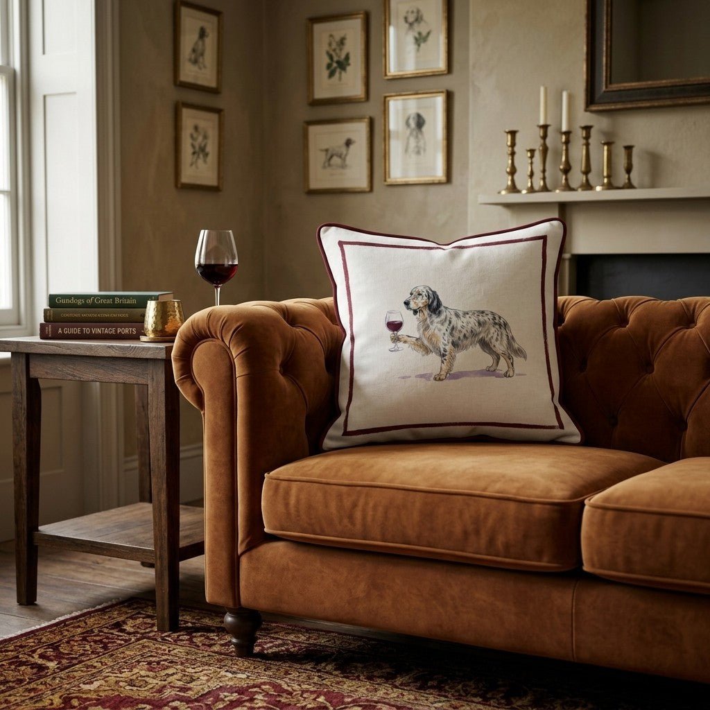 Red Wine English Setter Throw Pillow - Hillcroft Home
