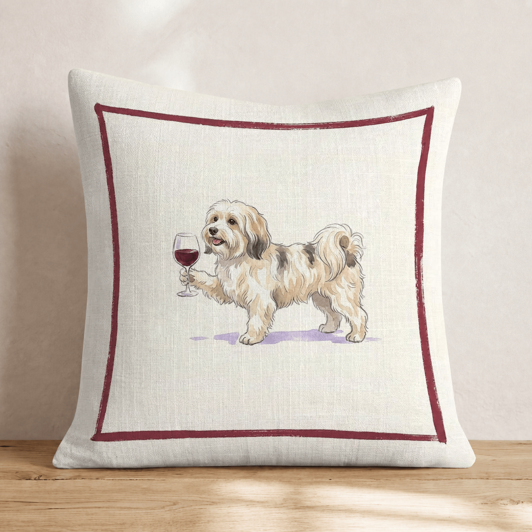 Red Wine Havenese Throw Pillow - Hillcroft Home