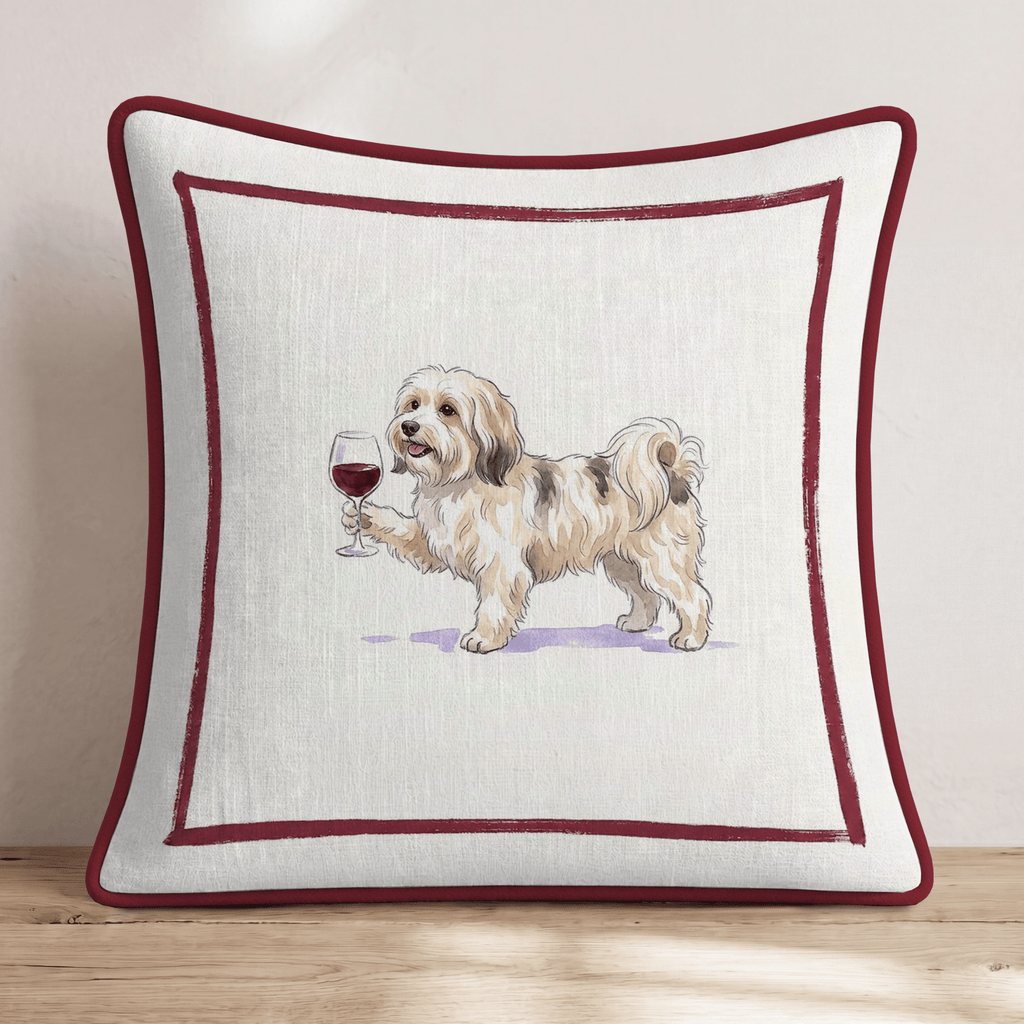 Red Wine Havenese Throw Pillow - Hillcroft Home