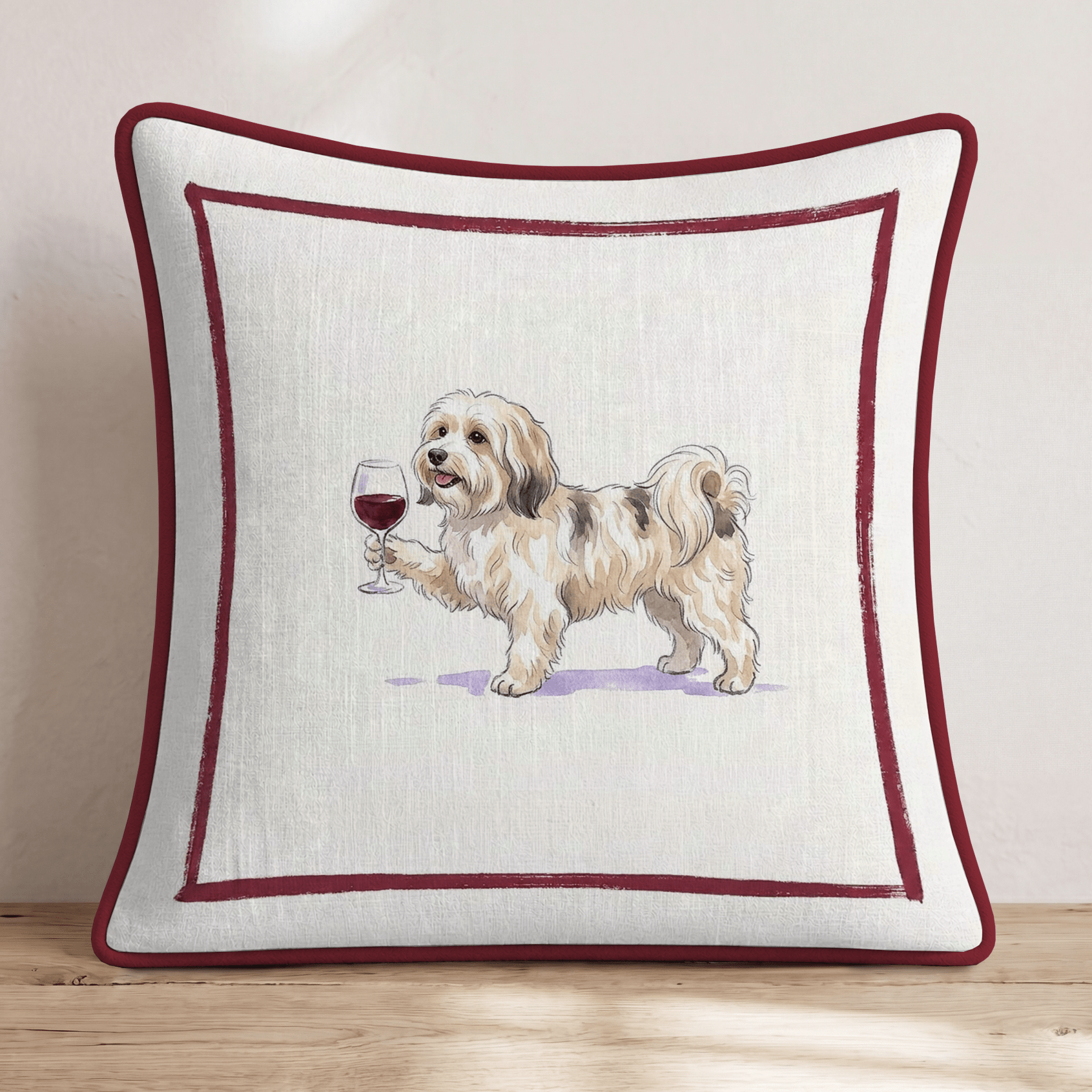 Red Wine Havenese Throw Pillow - Hillcroft Home