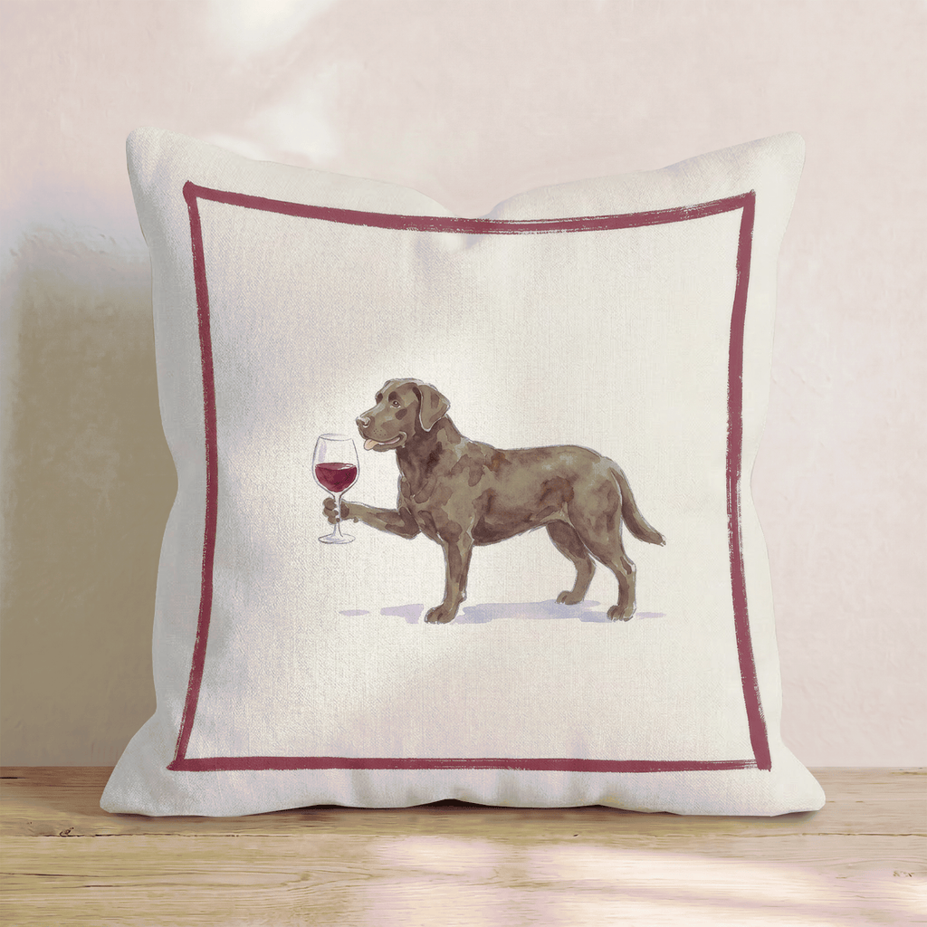 Red Wine Labrador Retriever Throw Pillow - Hillcroft Home