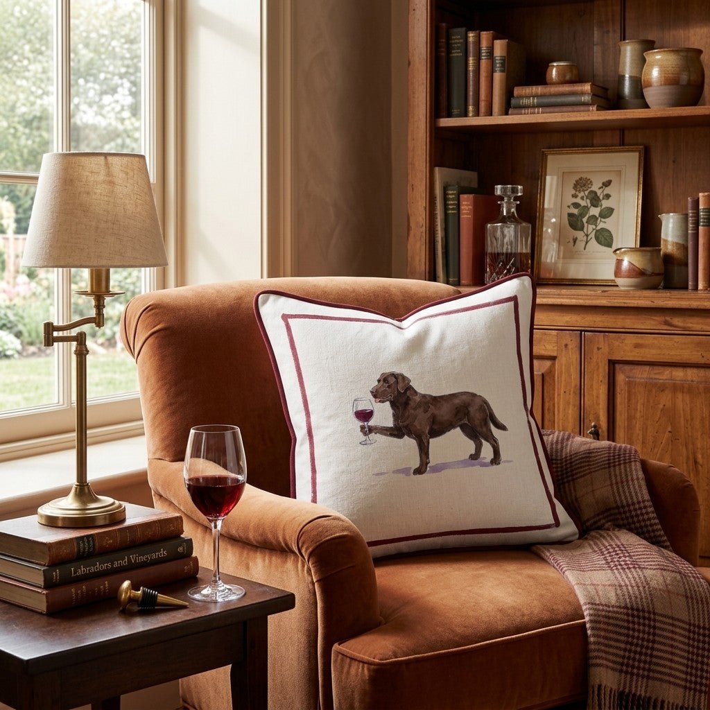 Red Wine Labrador Retriever Throw Pillow - Hillcroft Home