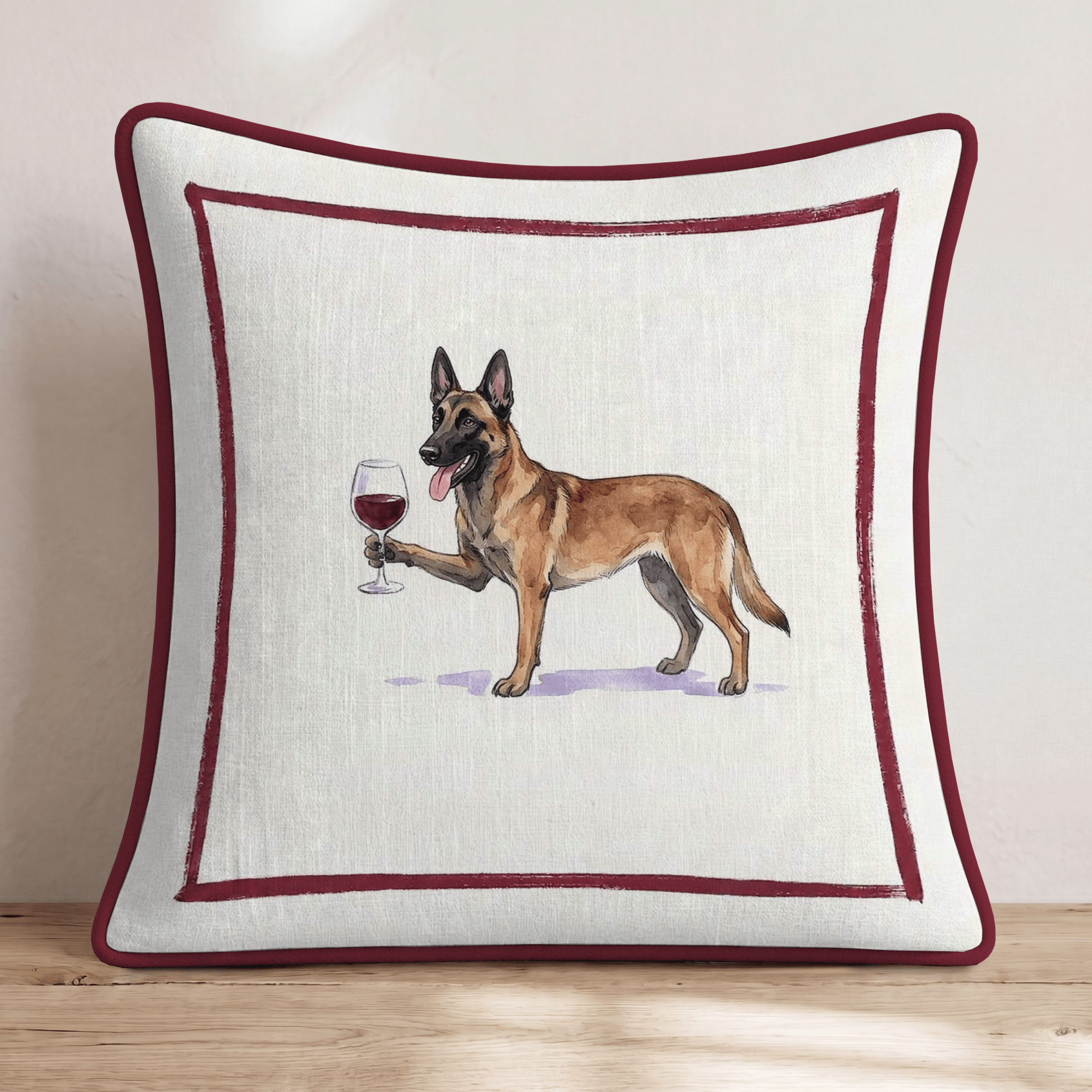 Red Wine Malinois Throw Pillow - Hillcroft Home