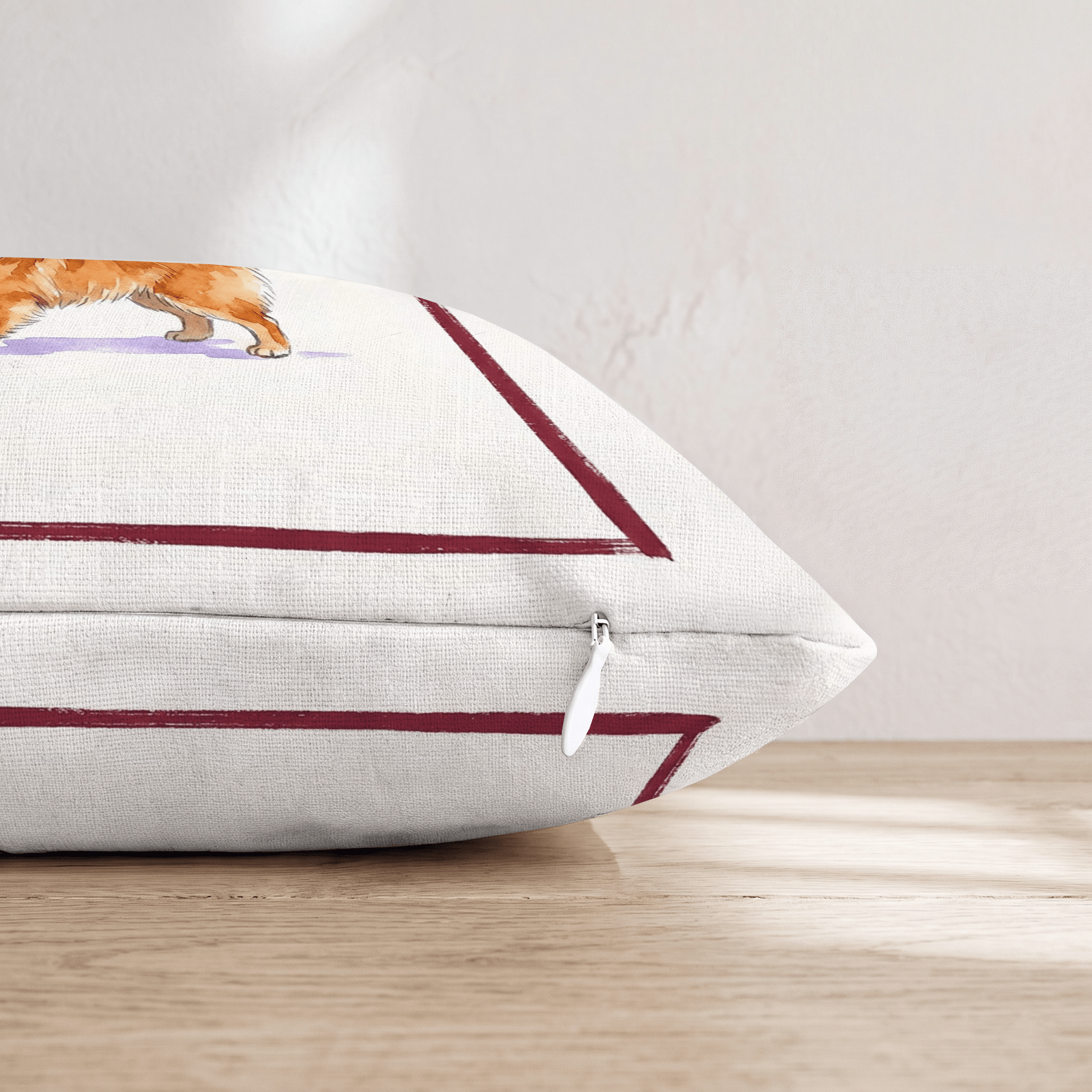 Red Wine Pomeranian Throw Pillow - Hillcroft Home
