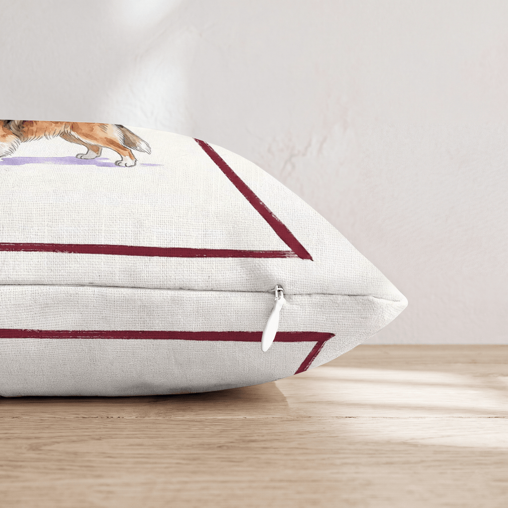 Red Wine Shetland Sheepdog Throw Pillow - Hillcroft Home