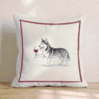 Red Wine Siberian Husky Throw Pillow - Hillcroft Home