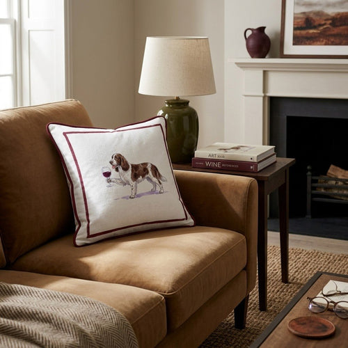 Red Wine Springer Spaniel Throw Pillow - Hillcroft Home