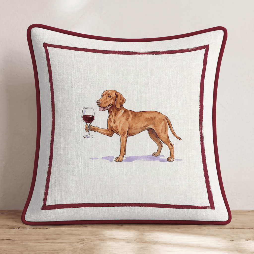 Red Wine Vizsla Throw Pillow - Hillcroft Home