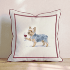 Red Wine Yorkshire Terrier Throw Pillow - Hillcroft Home