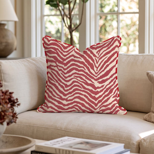 Red Zebra Throw Pillow throw pillow - Hillcroft Home