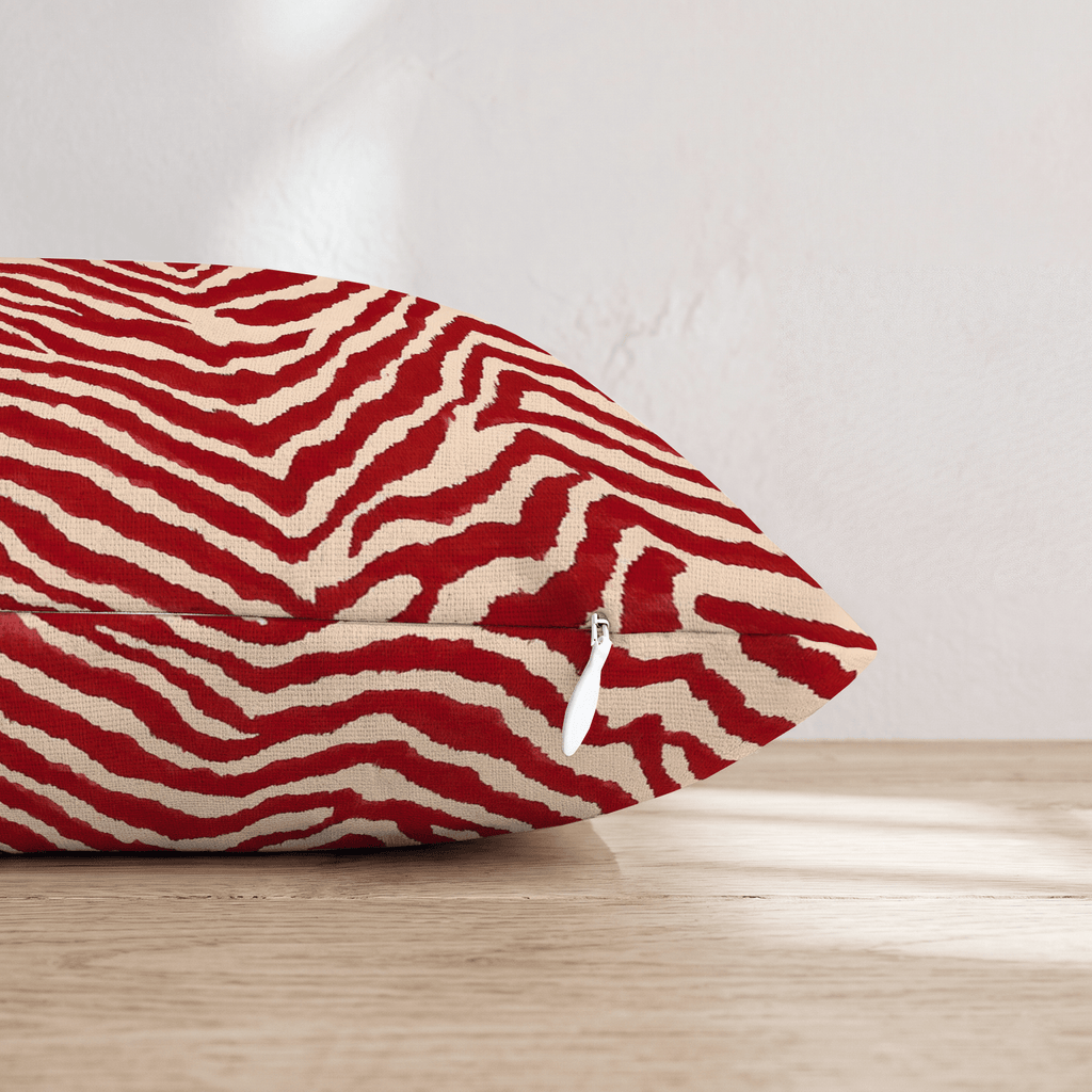 Red Zebra Throw Pillow - Hillcroft Home