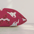 Reindeer Block Print Cranberry Throw Pillow throw pillow - Hillcroft Home