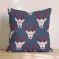 Reindeer Block Print Navy Throw Pillow throw pillow - Hillcroft Home