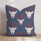 Reindeer Block Print Navy Throw Pillow throw pillow - Hillcroft Home