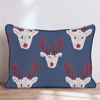 Reindeer Block Print Navy Throw Pillow throw pillow - Hillcroft Home