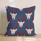 Reindeer Block Print Navy Throw Pillow throw pillow - Hillcroft Home