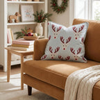Reindeer Block Print Throw Pillow throw pillow - Hillcroft Home